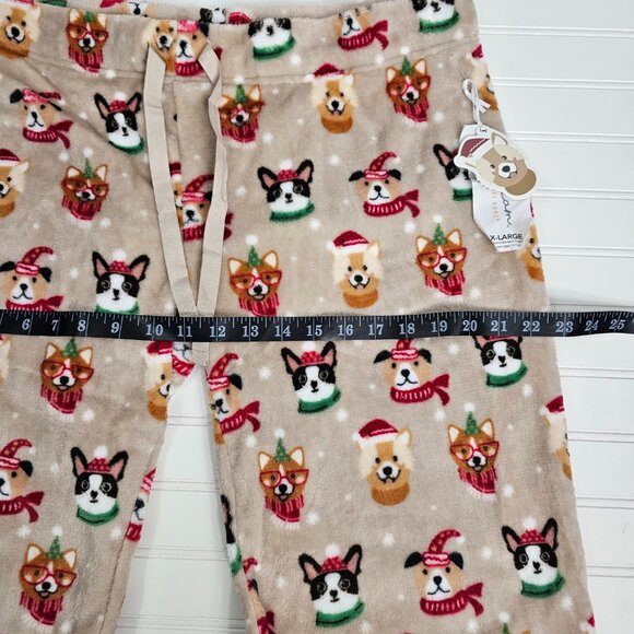 Daydream Plush Ultra Soft Women's Tan Christmas Puppy Pajama Pants Size XL NWT - Picture 9 of 11